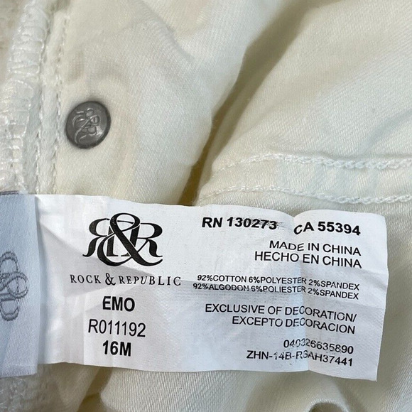 Rock & Republic Jeans Womens 16M Plus White Distressed Boyfriend Relaxed Fit NEW - Picture 3 of 12